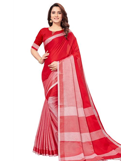 color block handloom saree with blouse - 16187770 - Very Small Image - 1