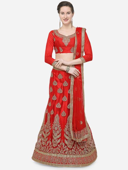 zari embroidered a-line lehenga - 16188000 - Very Small Image - 1
