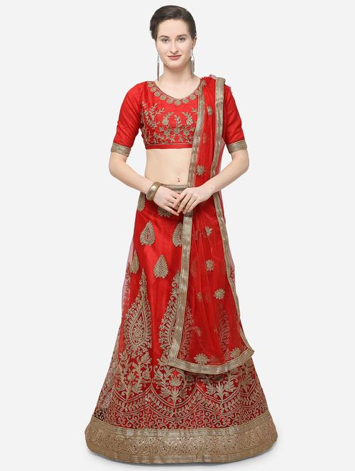 zari embroidered a-line lehenga - 16188002 - Very Small Image - 1