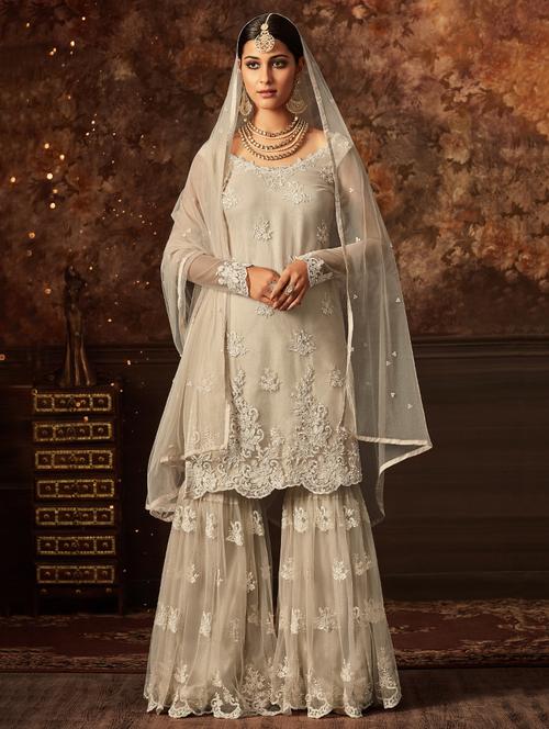 embroidered semi-stitched sharara suit - 16188949 - Very Small Image - 1
