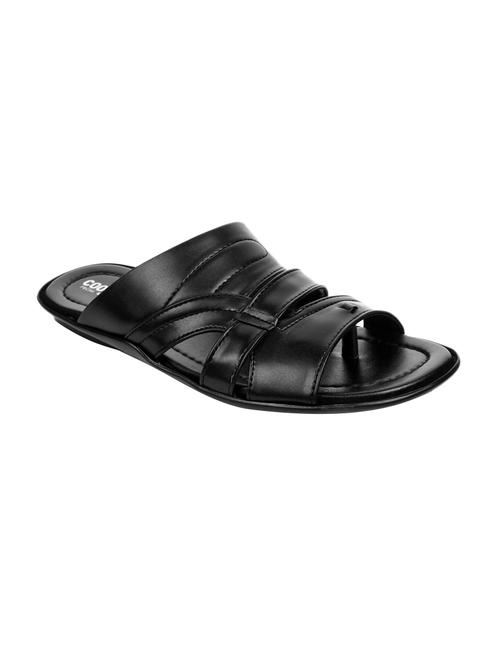 black leatherette slip on slippers - 16191090 - Very Small Image - 1