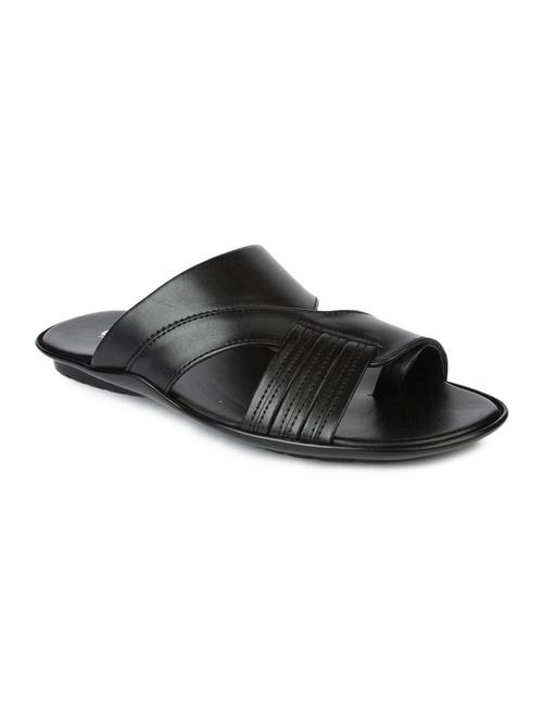 black leatherette slip on slippers - 16191224 - Very Small Image - 1