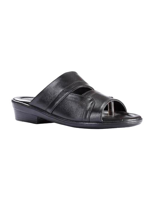 black leatherette slip on slippers - 16191275 - Very Small Image - 1