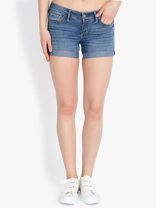 turn up hem denim shorts - 16192847 - Very Small Image - 1