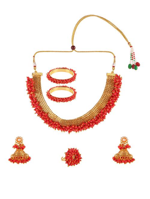 pink metal necklaces and earring - 16192903 - Very Small Image - 1