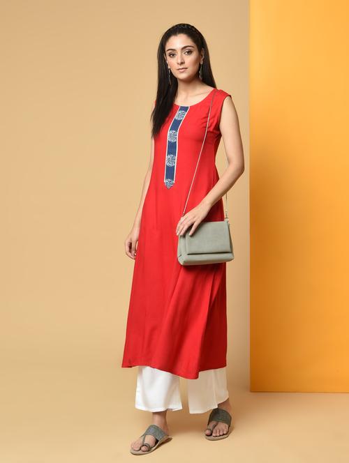 printed placket solid kurta with palazzo set - 16192992 - Very Small Image - 1