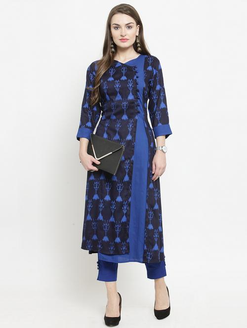 blue ikat kurta pant set - 16194942 - Very Small Image - 1