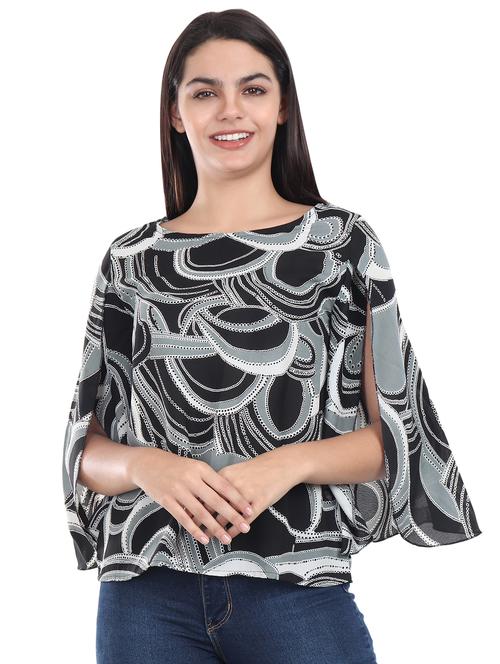 cape detail boat neck top - 16195579 - Very Small Image - 1