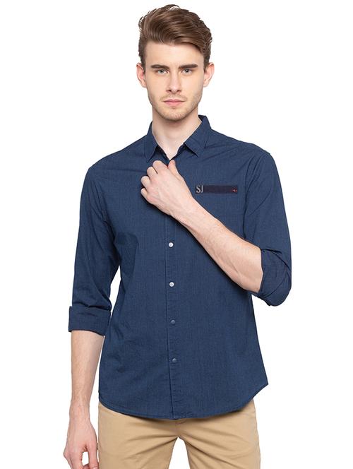 blue cotton casual shirt - 16196506 - Very Small Image - 1