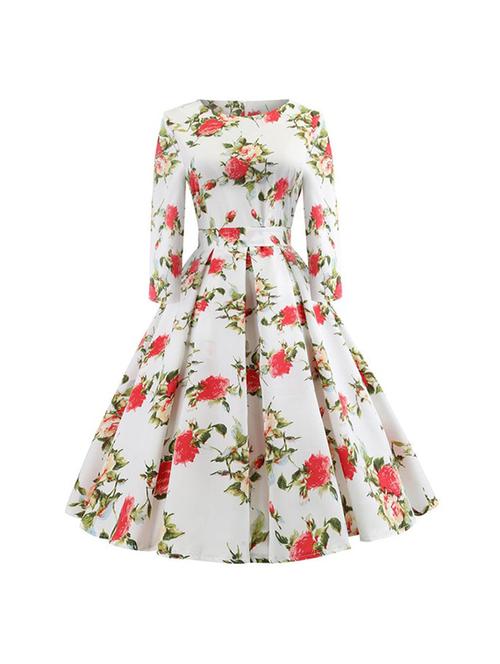 floral pleated flared dress - 16198063 - Very Small Image - 1