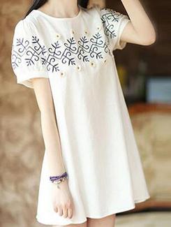 floral applique embroidered a-line dress - 16198173 - Very Small Image - 1