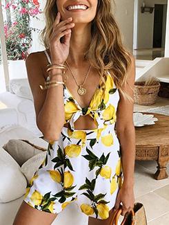 tie front tropical romper - 16198224 - Very Small Image - 1