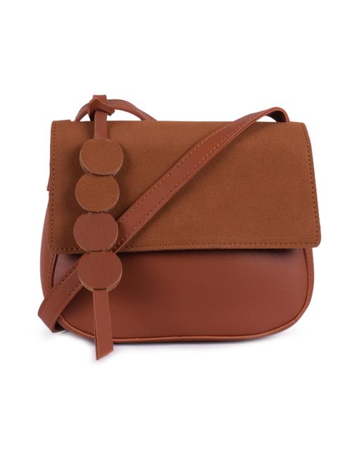 tan leatherette (pu) sling bag - 16198626 - Very Small Image - 1