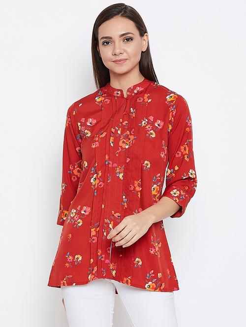 pin tucked floral tunic - 16198962 - Very Small Image - 1