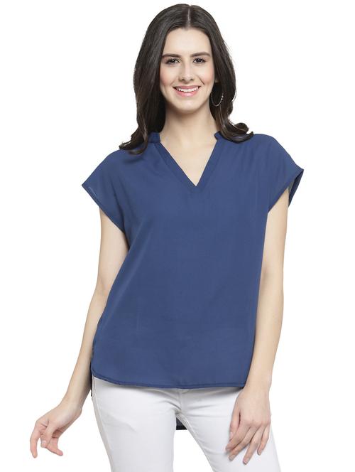 cap sleeved curved hem top - 16199211 - Very Small Image - 1