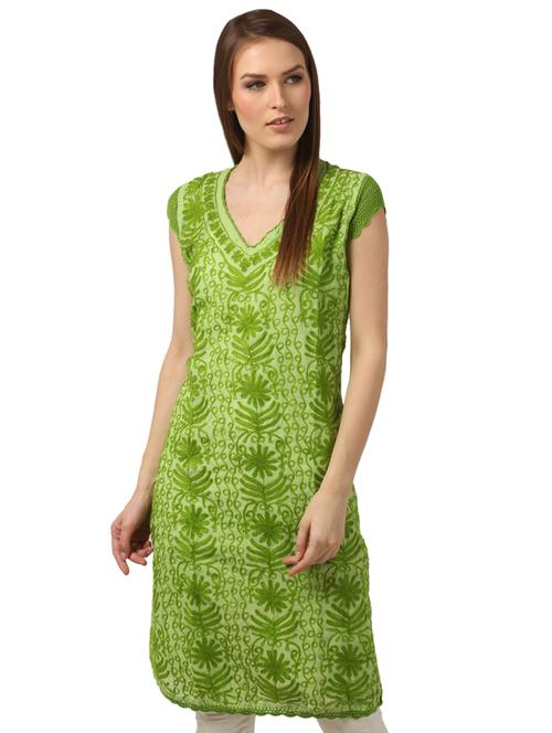 chikankari anarkali kurta - 16199332 - Very Small Image - 1