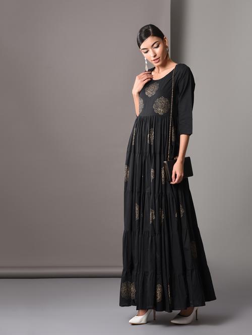 block printed anarkali kurta - 16200057 - Very Small Image - 1