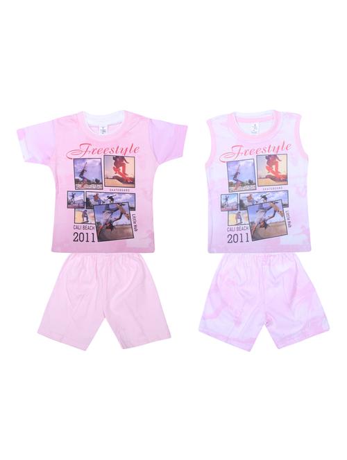 pink cotton twin set - 16200181 - Very Small Image - 1