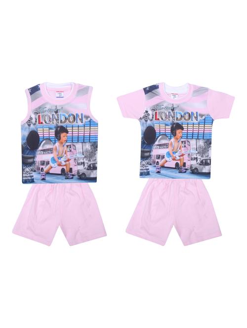 pink cotton twin set - 16200189 - Very Small Image - 1