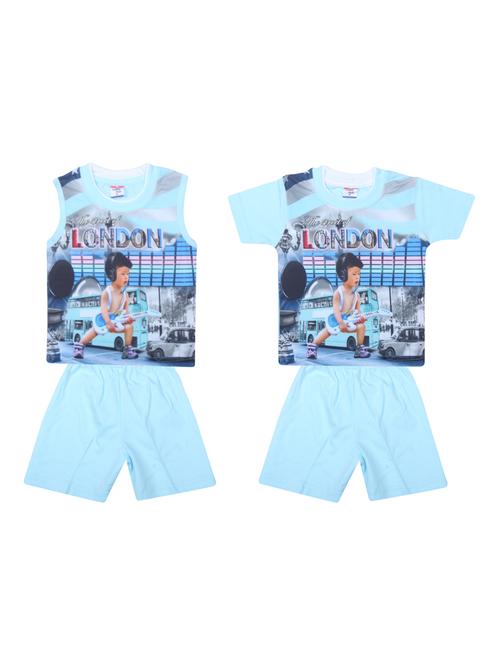 blue cotton twin set - 16200191 - Very Small Image - 1