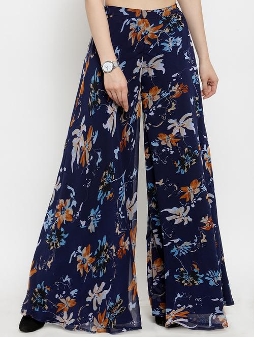 high rise floral flared palazzo - 16201089 - Very Small Image - 1