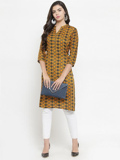 floral printed straight kurta - 16201344 - Very Small Image - 1