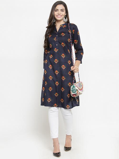floral printed straight kurta - 16201345 - Very Small Image - 1