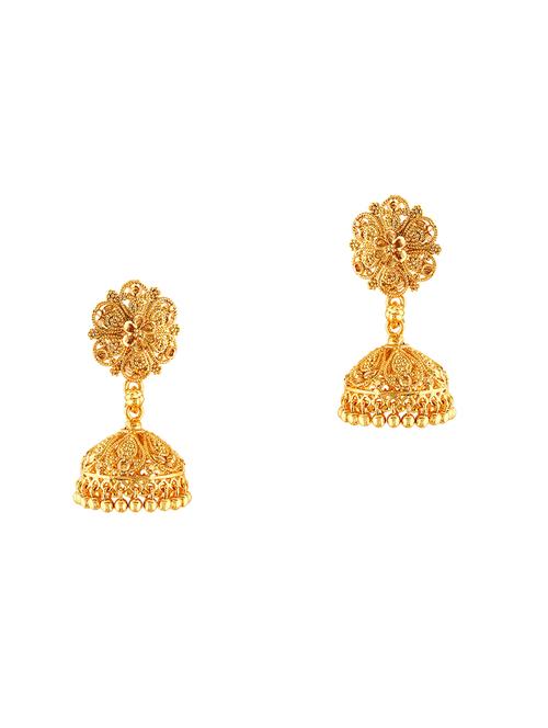 gold metal jhumka earring - 16201370 - Very Small Image - 1