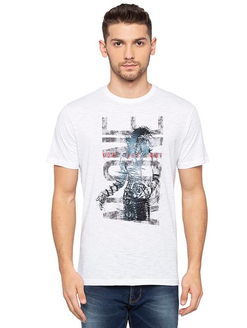 white chest print t-shirt - 16201634 - Very Small Image - 1