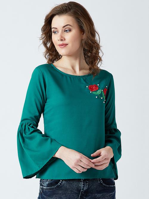 bell sleeved embroidered detail top - 16201727 - Very Small Image - 1