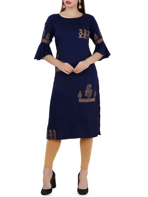 foil printed straight kurta - 16202860 - Very Small Image - 1