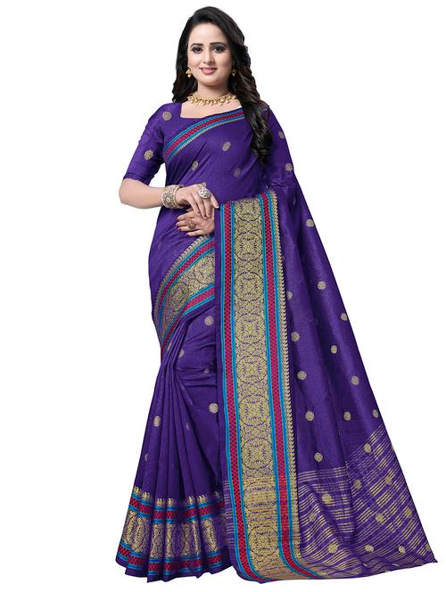 floral zari motif banarasi saree with blouse - 16202946 - Very Small Image - 1