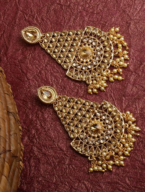gold brass drop earring - 16203099 - Very Small Image - 1