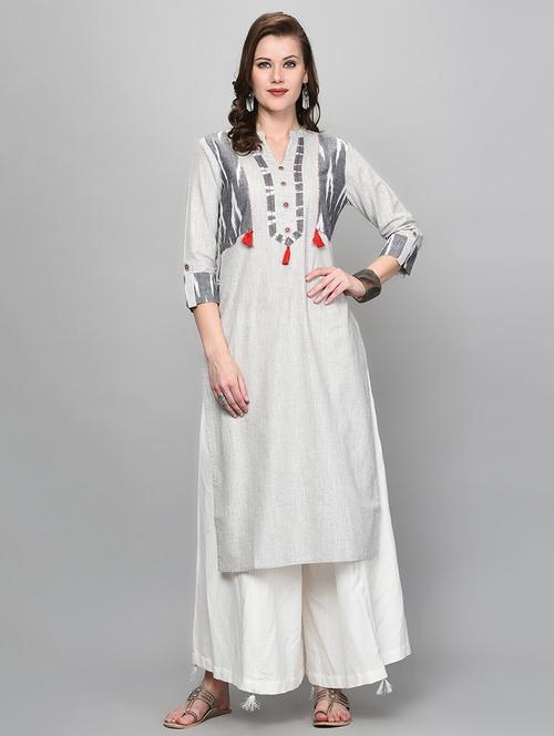 ikat print tassels detail kurta   - 16204578 - Very Small Image - 1
