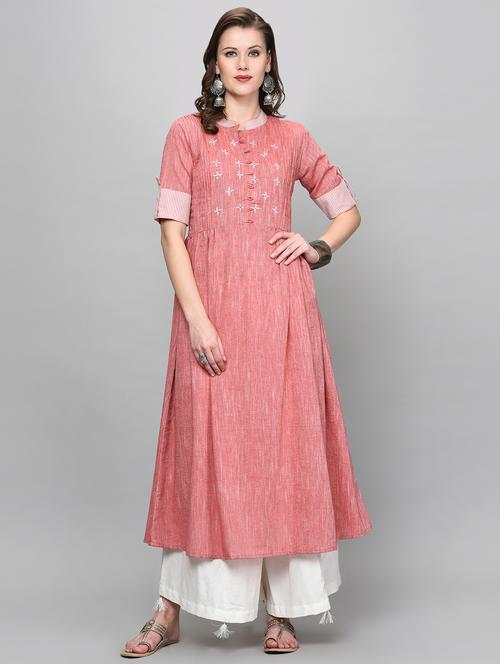 embroidered flared kurta - 16204595 - Very Small Image - 1