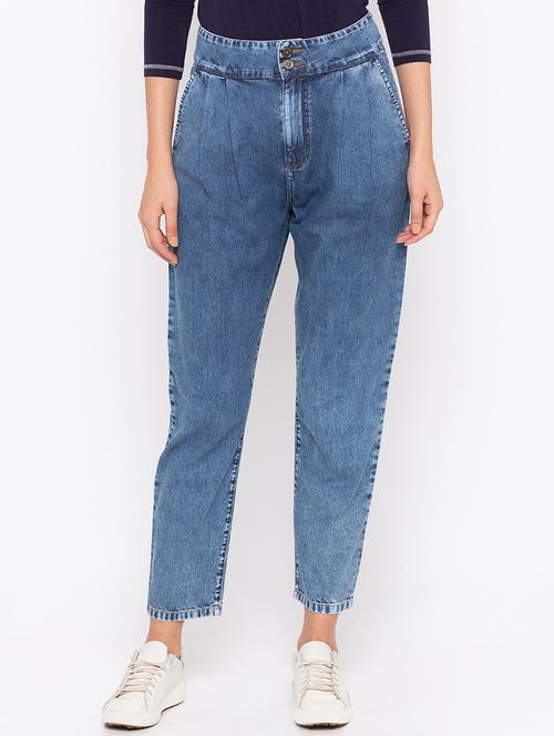 high rise pleat detail jeans - 16208055 - Very Small Image - 1