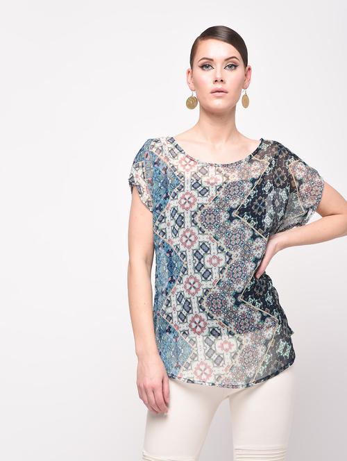 curved hem short sleeved top - 16208106 - Very Small Image - 1