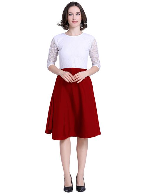 floral lace panel a-line dress - 16208559 - Very Small Image - 1