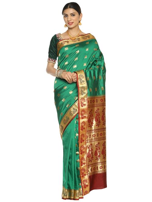 ethnic zari motif paithani saree - 16209525 - Very Small Image - 1