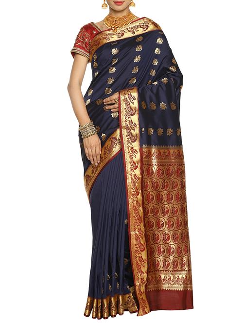 ethnic zari motif paithani saree - 16209527 - Very Small Image - 1