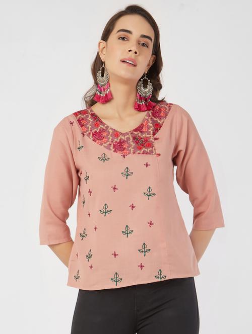 v neck floral top - 16209656 - Very Small Image - 1
