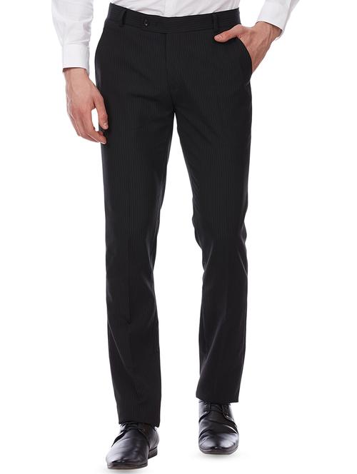 black striped flat front formal trouser - 16214436 - Very Small Image - 1