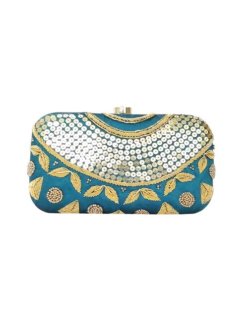 blue silk box clutch - 16215202 - Very Small Image - 1