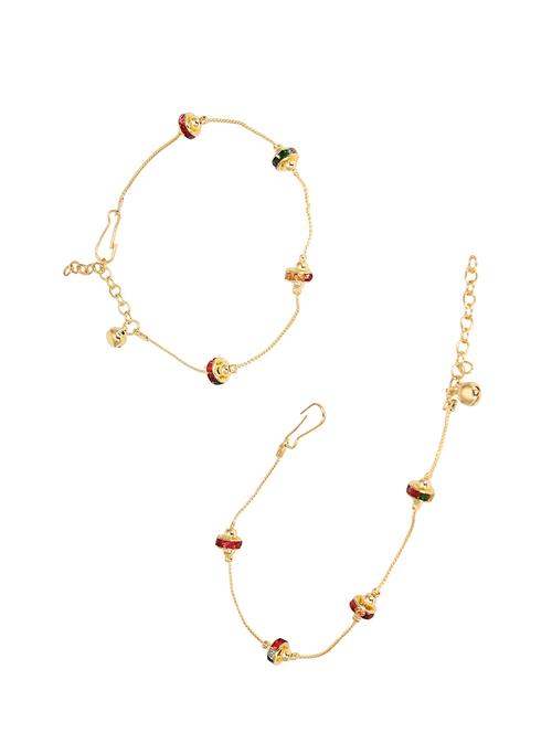 gold metal anklets and payal - 16216272 - Very Small Image - 1