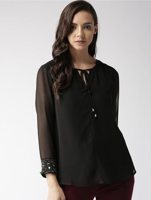 tie up neck embellished top - 16216626 - Very Small Image - 1