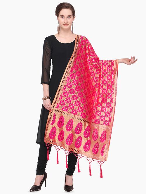 self-design woven dupatta with fringes  - 16217661 - Very Small Image - 1