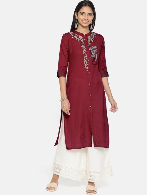 embroidered straight kurta - 16217846 - Very Small Image - 1
