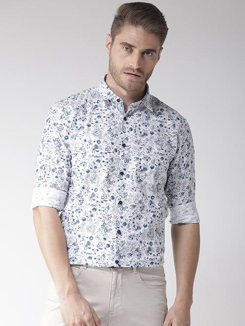 blue floral printed casual shirt - 16218028 - Very Small Image - 1