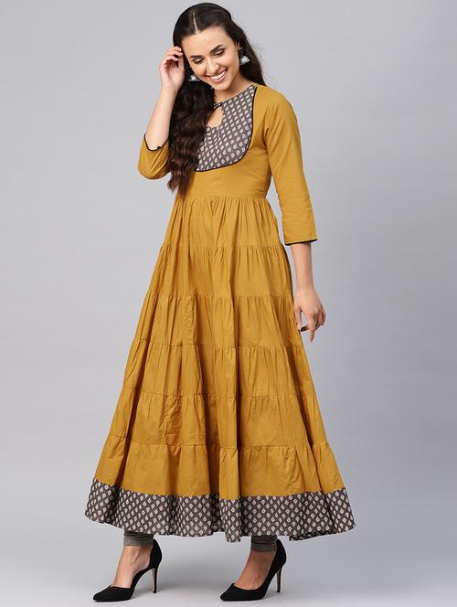 solid tiered kurta - 16218859 - Very Small Image - 1