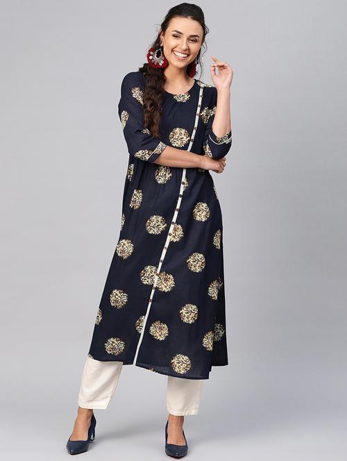 printed a-line kurta - 16218870 - Very Small Image - 1